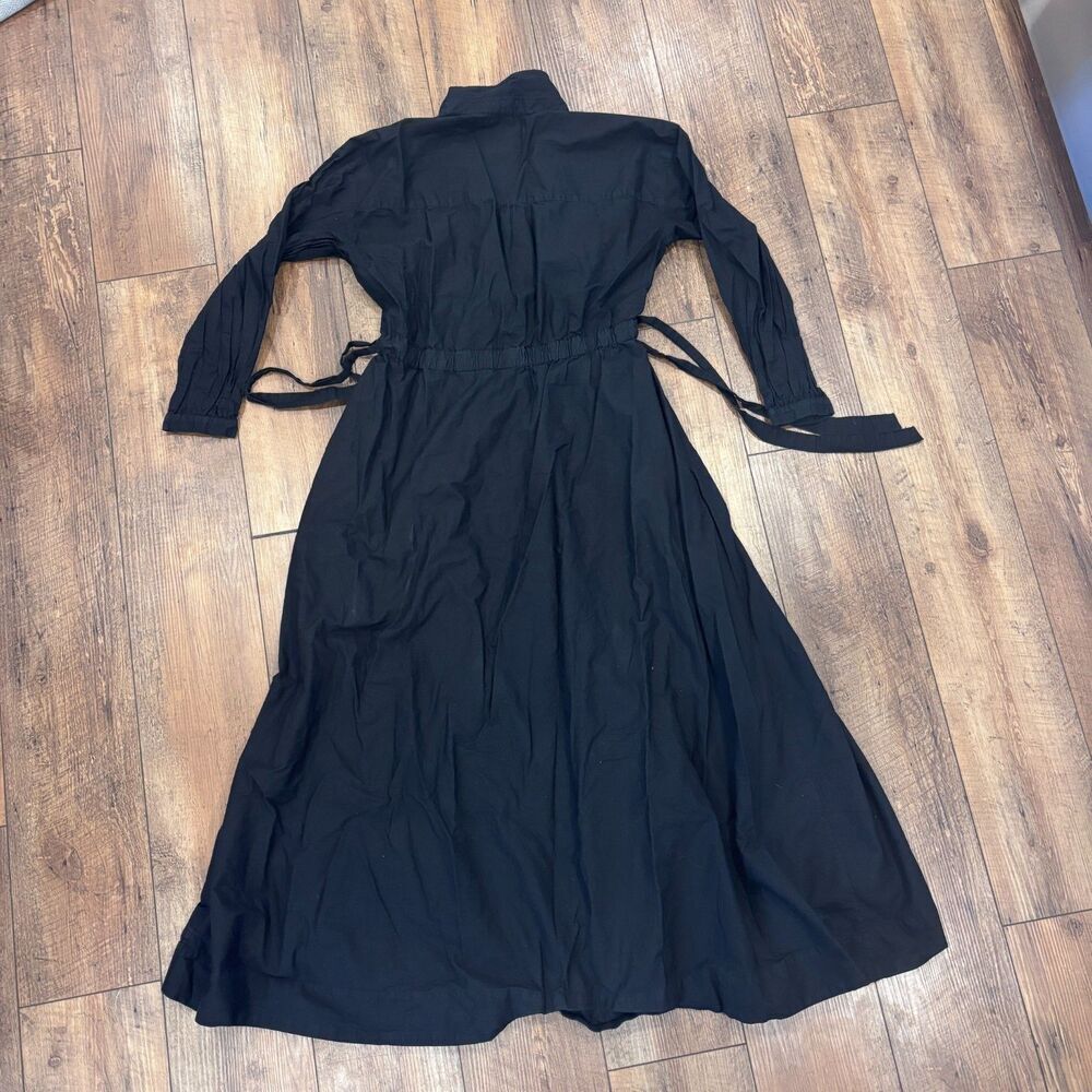 Anthropologie Maeve Clinched Shirt Dress Maxi Black Size Large Flowy Minimalist - Picture 8 of 11